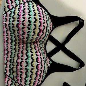 Victoria Secret Sport! White Multi colored! Slightly used sports bra! 38D. 38d!